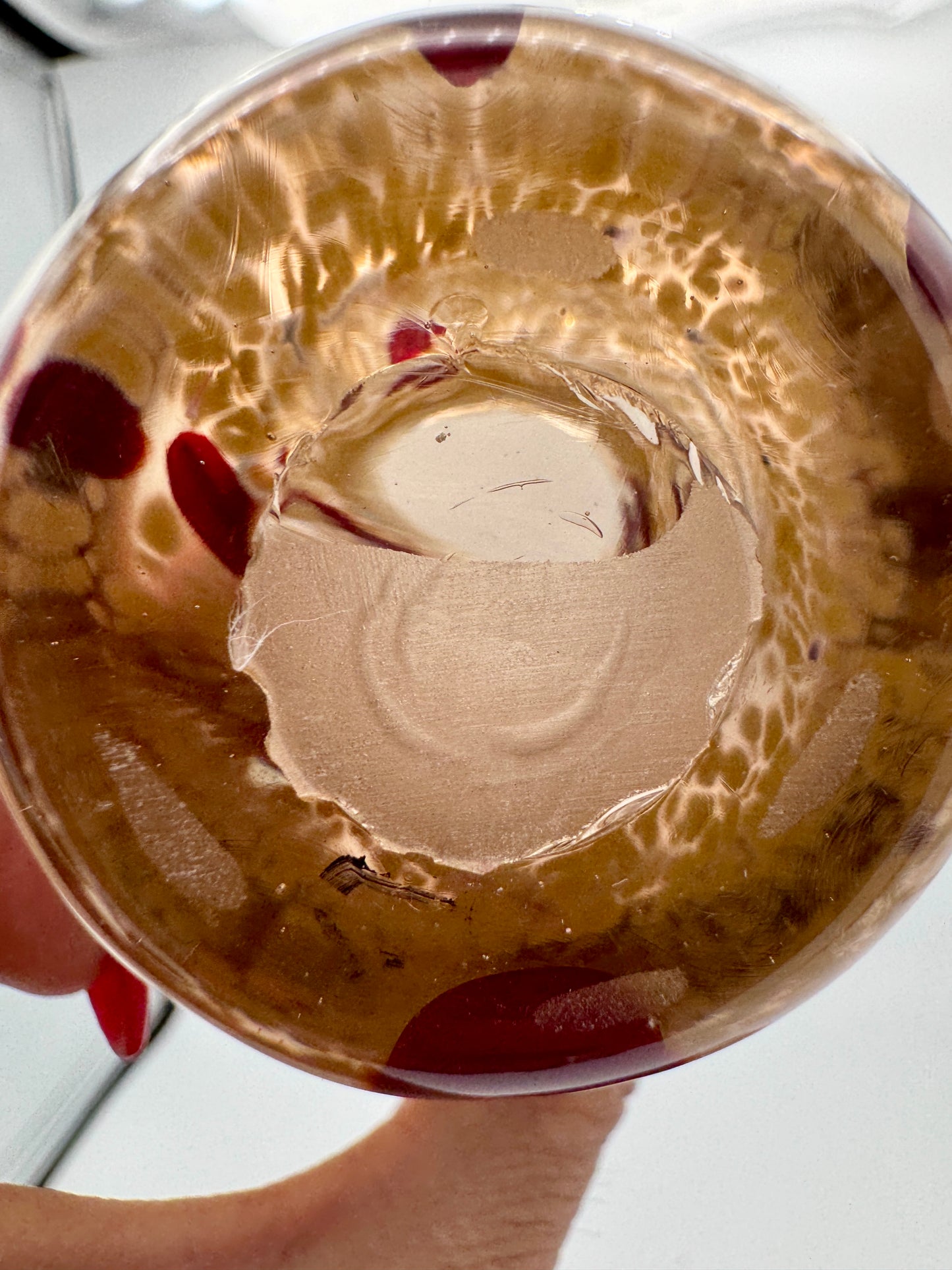 Handblown Art Glass Vase - Amber & Ruby Red Spitted Pattern, 4.5" Studio Glass