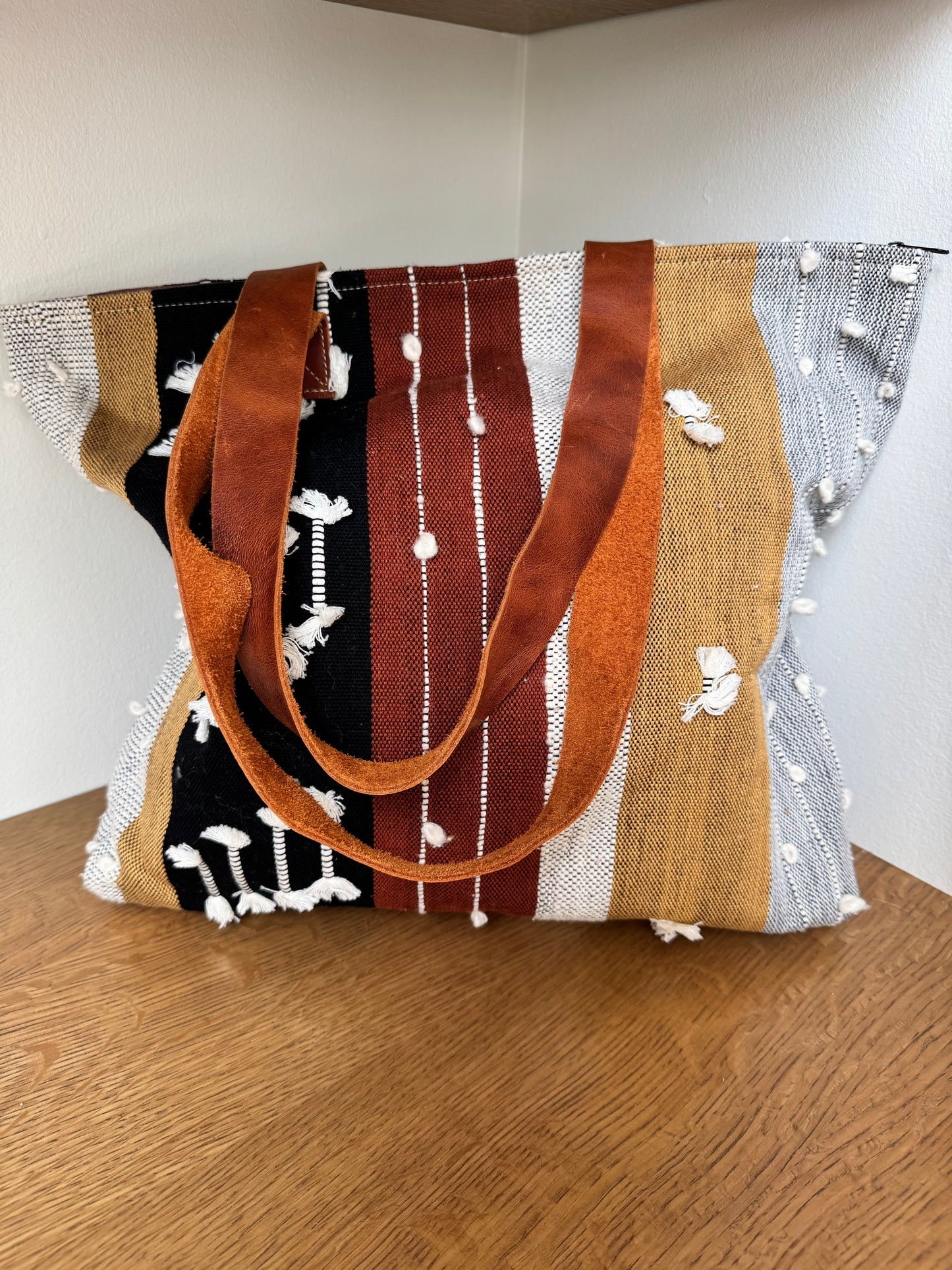 Altiplano Handwoven Tote with Suede Handles – Earth Tones – NWT