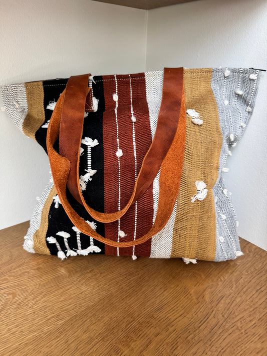 Altiplano Handwoven Tote with Suede Handles – Earth Tones – NWT
