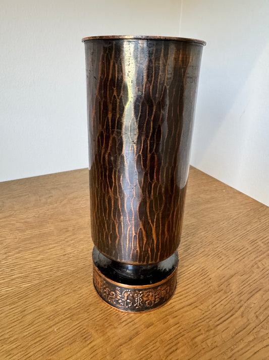 Polish Copper Vase by SZAM – Aged Patina, Sculptural Form – 9”