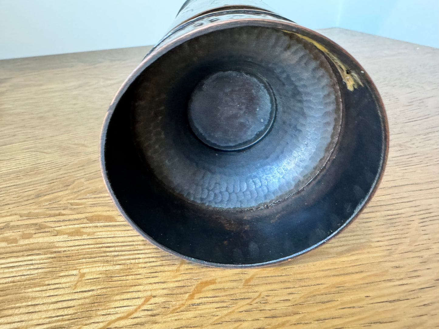Polish Copper Vase by SZAM – Aged Patina, Sculptural Form – 9”