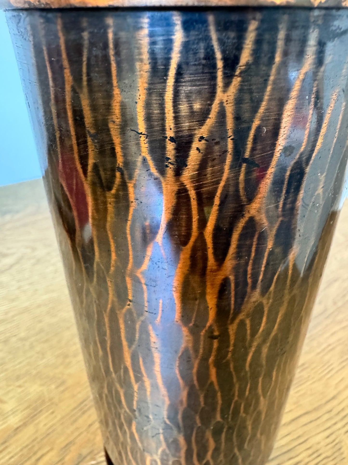 Polish Copper Vase by SZAM – Aged Patina, Sculptural Form – 9”