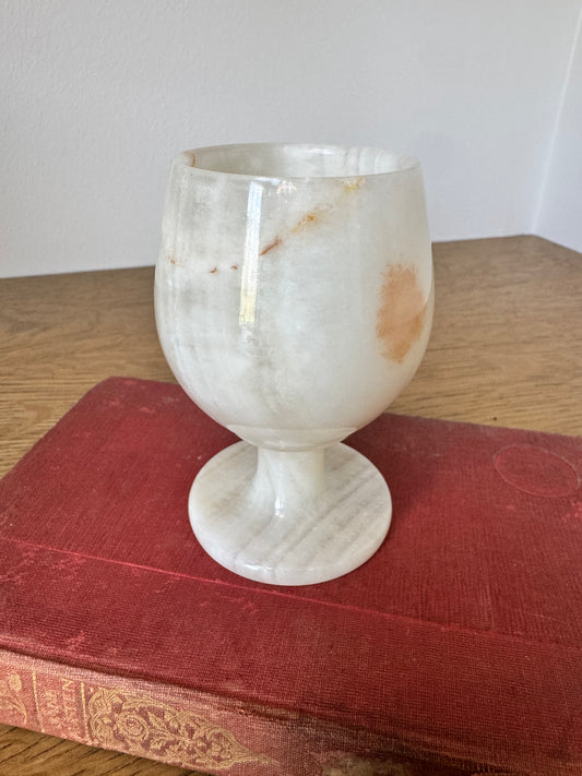 Vintage Polished Onyx Goblet – 4" Tall