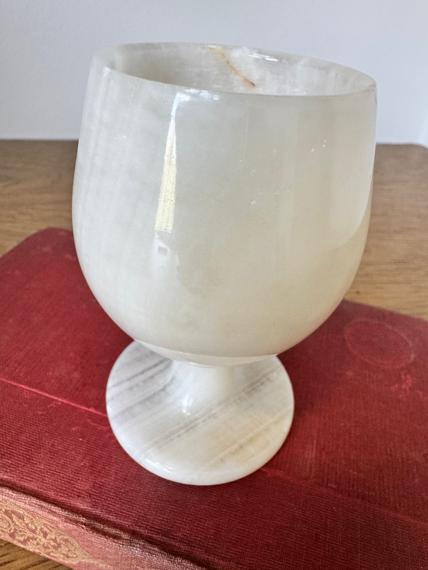 Vintage Polished Onyx Goblet – 4" Tall