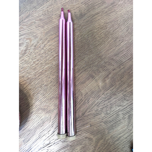 Vintage Pink Mercury Glass Taper Candles – 12” Set of 2 – Metallic Blush Decorative Candlesticks