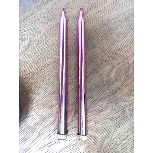 Vintage Pink Mercury Glass Taper Candles – 12” Set of 2 – Metallic Blush Decorative Candlesticks