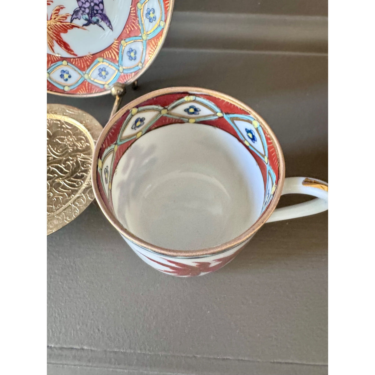 Vintage Japanese Goldfish Porcelain Teacup & Saucer