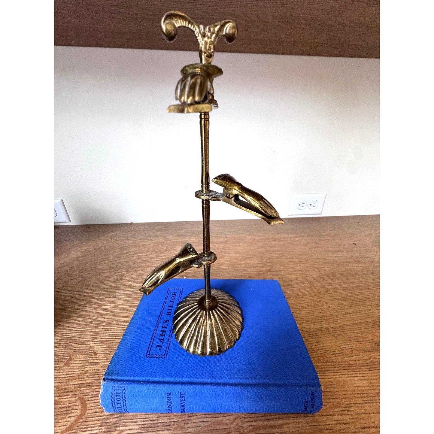 Vintage Brass Hand Clip Stand 11 inch