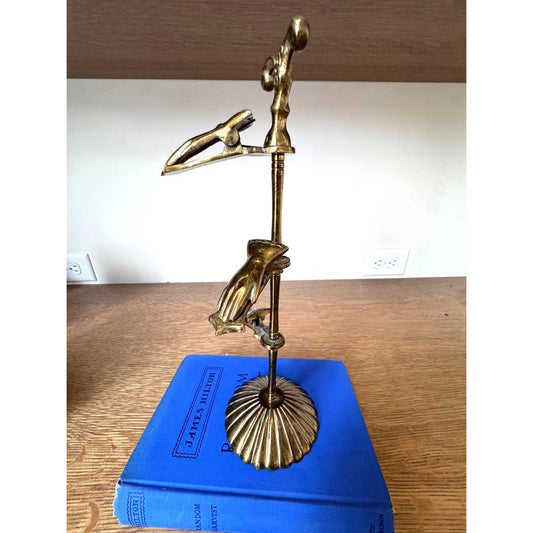 Vintage Brass Hand Clip Stand 11 inch