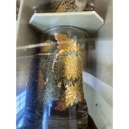 Rare Find! Vintage 1960s Bartlett & Collins 22K Gold Chrysanthemum Juice Glass Set (New in Box!)