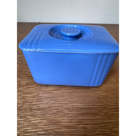 Vintage Hall China Westinghouse Delphinium Blue Refrigerator Dish with Lid