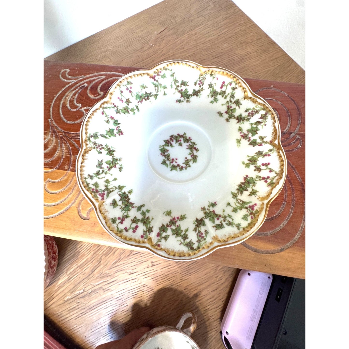 Haviland Limoges Floral Teacup and Saucer Villard J. Welch France Gold Trim Vintage