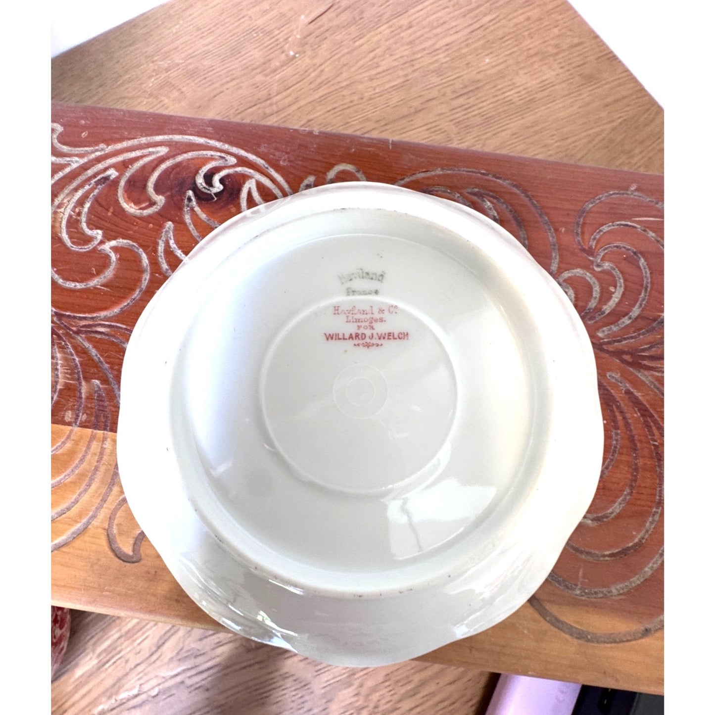 Haviland Limoges Floral Teacup and Saucer Villard J. Welch France Gold Trim Vintage