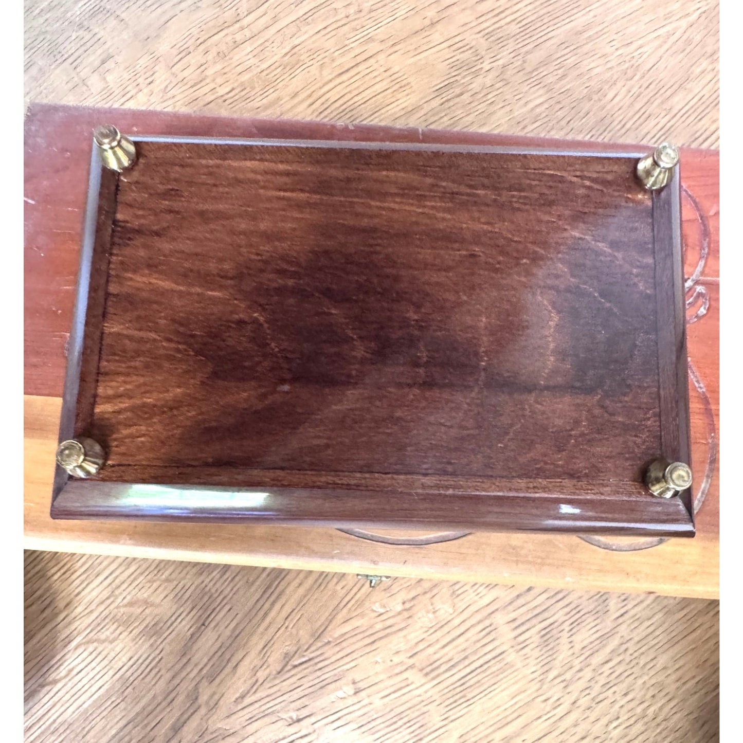 Wooden Keepsake Box Floral Lid Small Jewelry Trinket Box 6.75 Inch