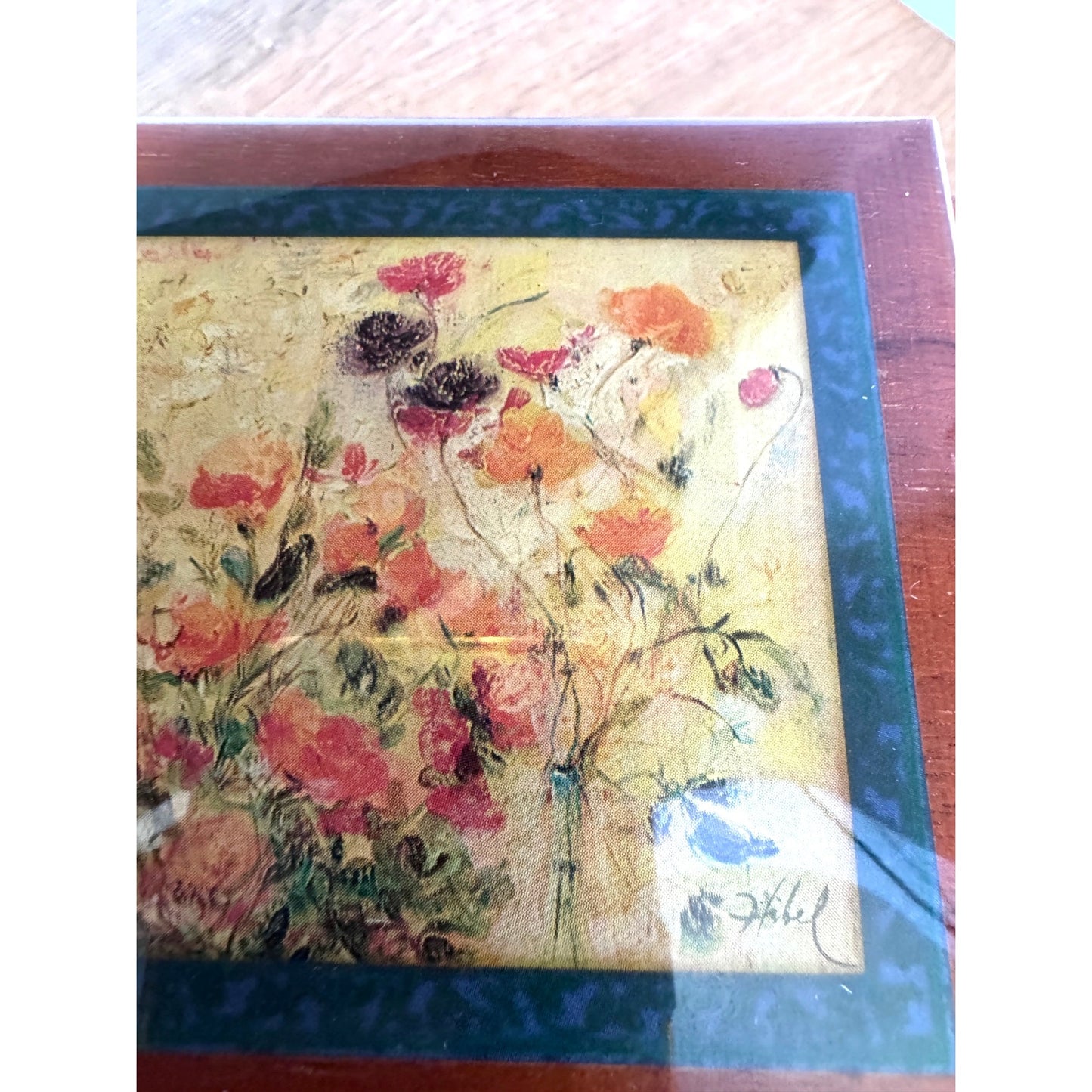 Wooden Keepsake Box Floral Lid Small Jewelry Trinket Box 6.75 Inch
