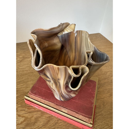 Unique Draped Slag Glass Vase