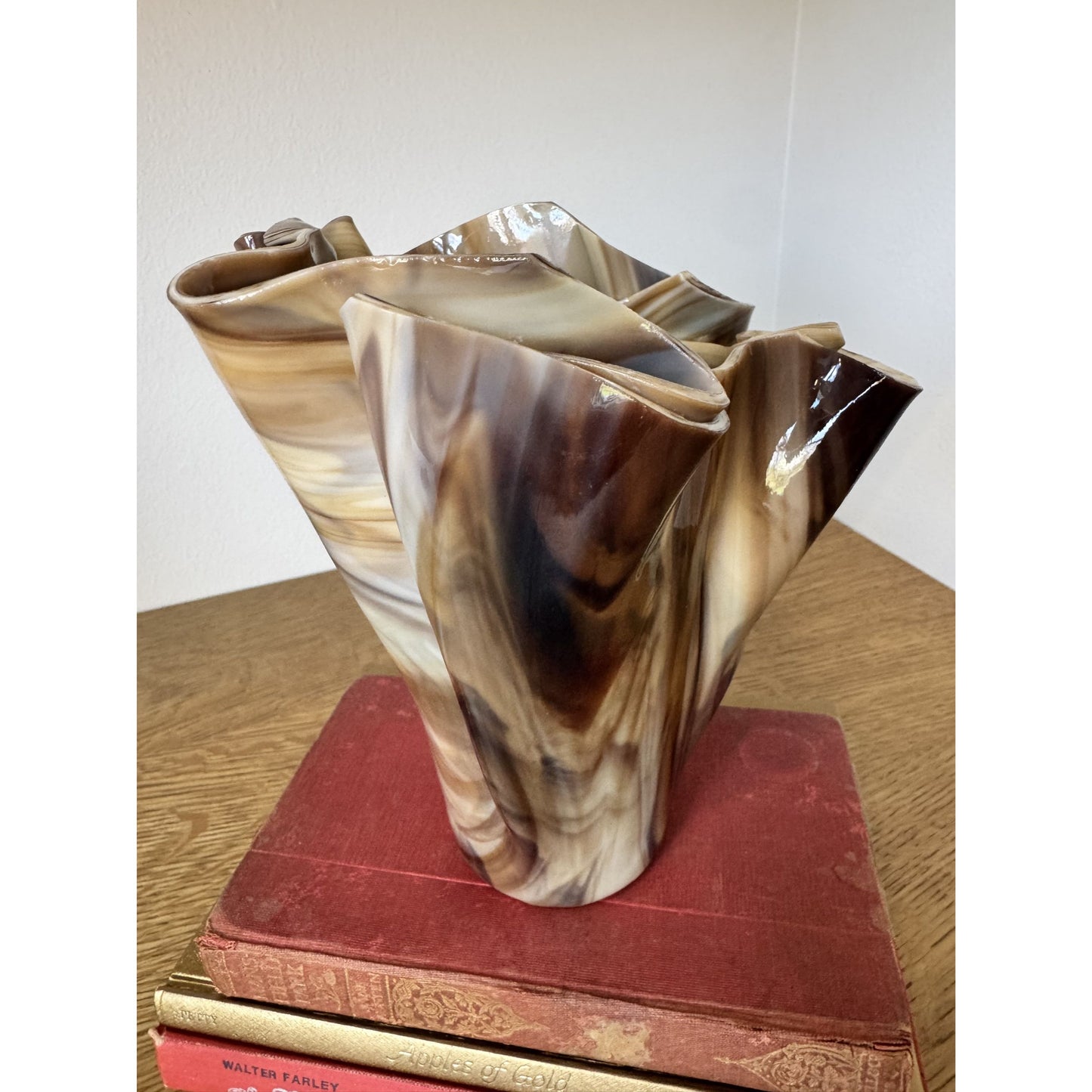 Unique Draped Slag Glass Vase