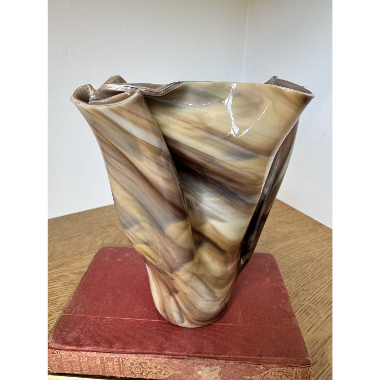 Unique Draped Slag Glass Vase