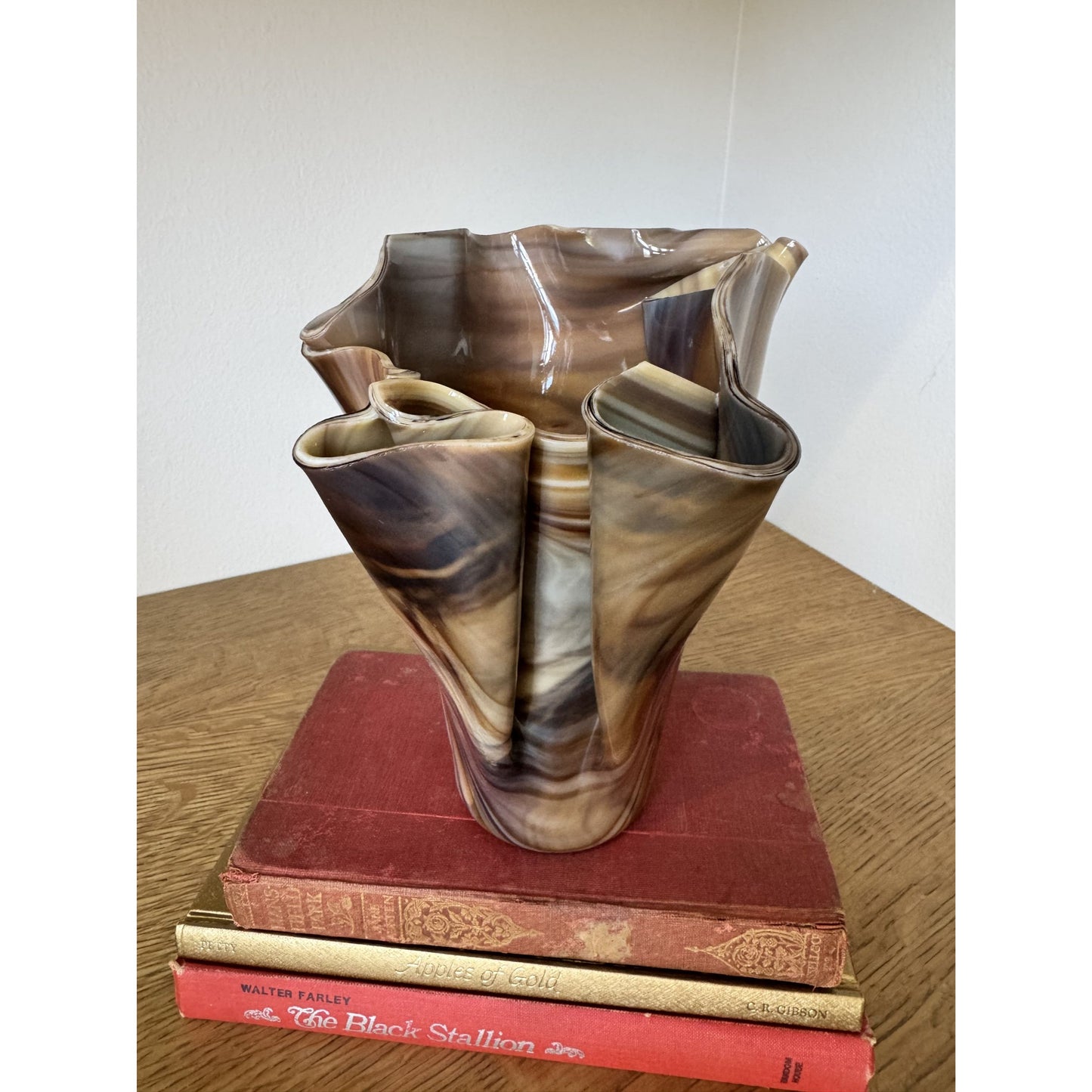 Unique Draped Slag Glass Vase