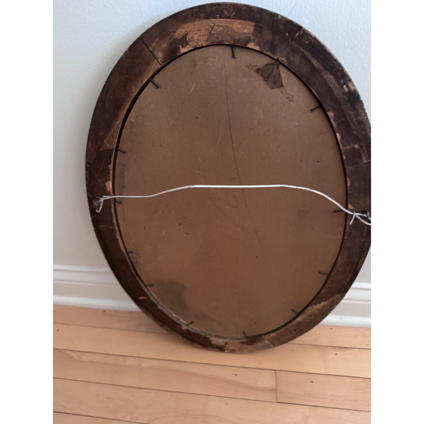Antique U.S. Officer Portrait in Convex Glass Frame | Oval Wood Frame Blue & Gold Floral | Vintage Military Wall Art