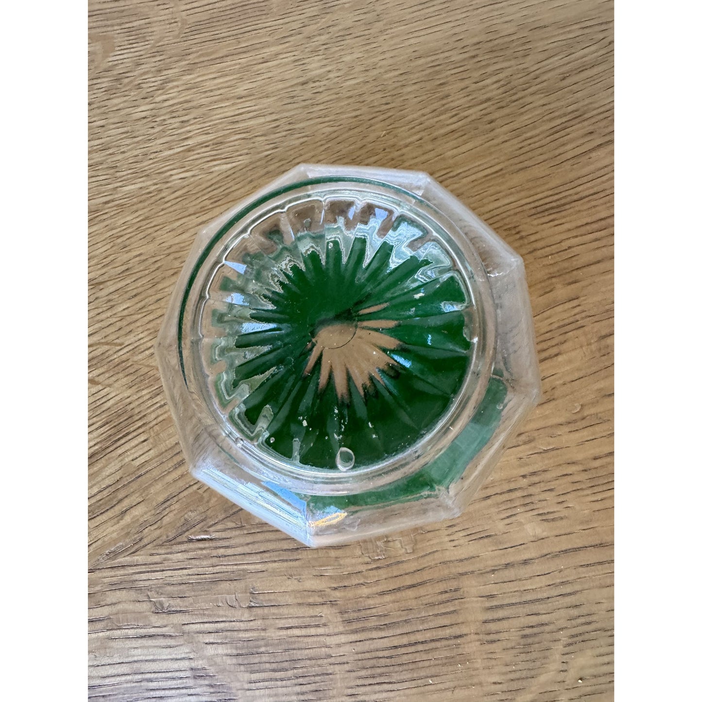 Vintage Green Hair Receiver with Painted Lid – Early Plastic Vanity Jar