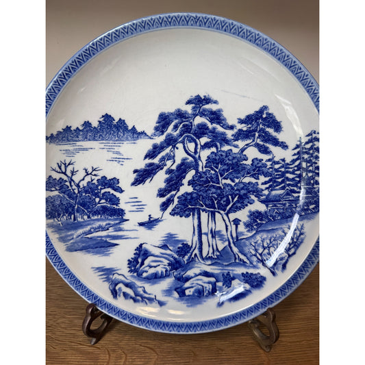 Chinese Blue White Porcelain Landscape Bowl 12.5"