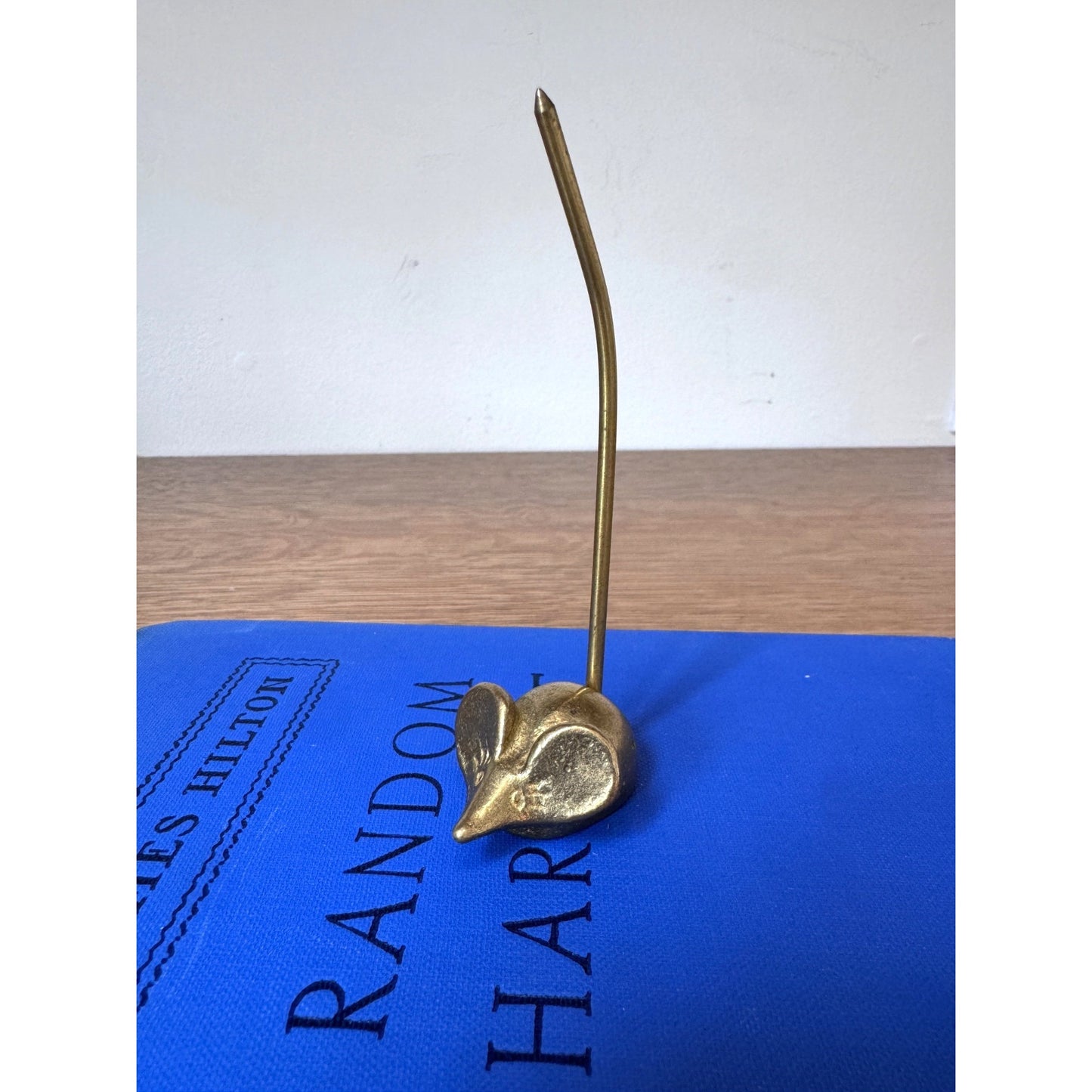 Brass Mouse Note Holder Desk Memo Clip Small Brass Figurine 4.5"