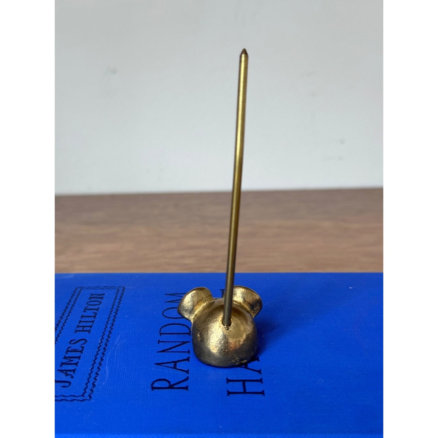 Brass Mouse Note Holder Desk Memo Clip Small Brass Figurine 4.5"