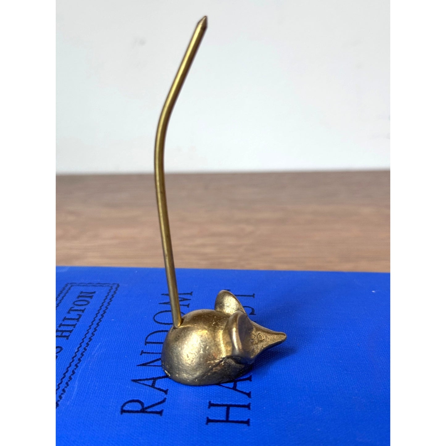 Brass Mouse Note Holder Desk Memo Clip Small Brass Figurine 4.5"